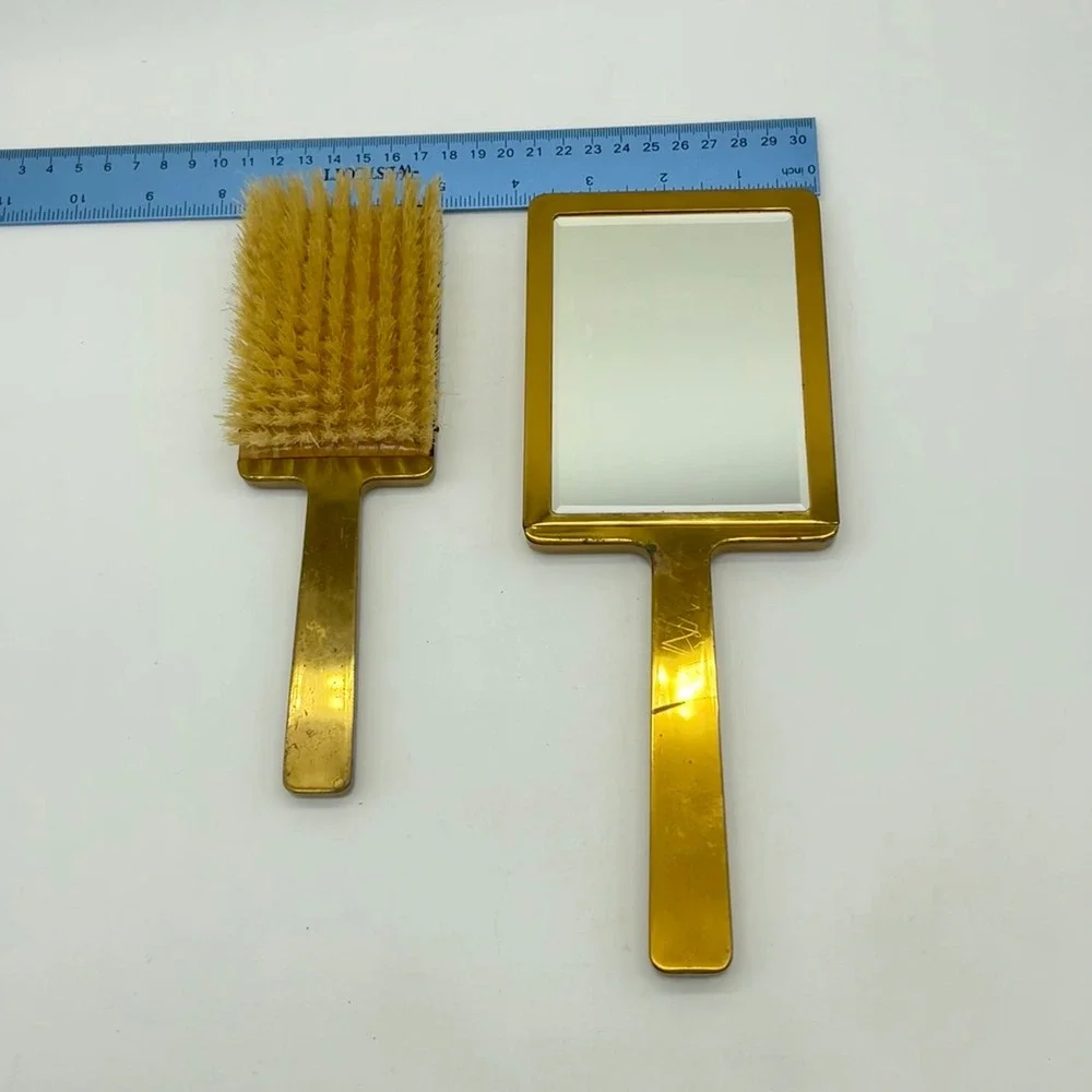 Vintage Vanity Set Brush and Mirror Gold Tone Elegant Dressing Table‎ Decor